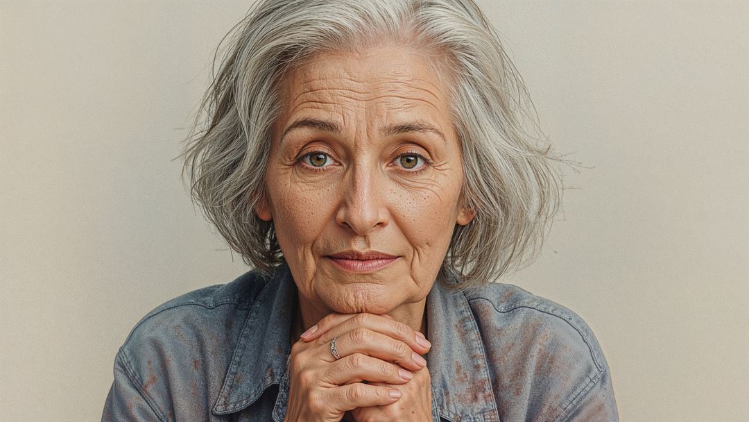 Elegant old people resting chin on hands