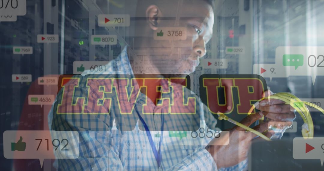 Digital Growth and Analytics Concept with African American Worker