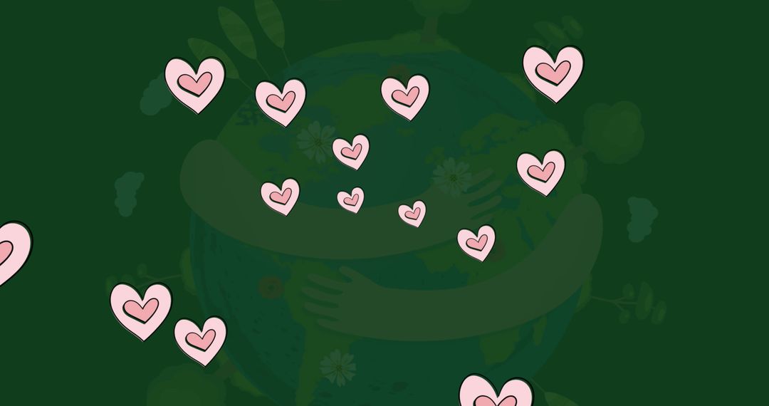 Hearts Embracing Planet for Global Unity Concept