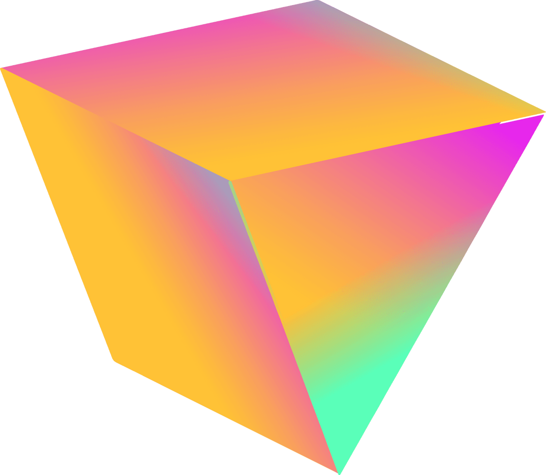 Futuristic gradient 3d truncated pyramid floating transparent
