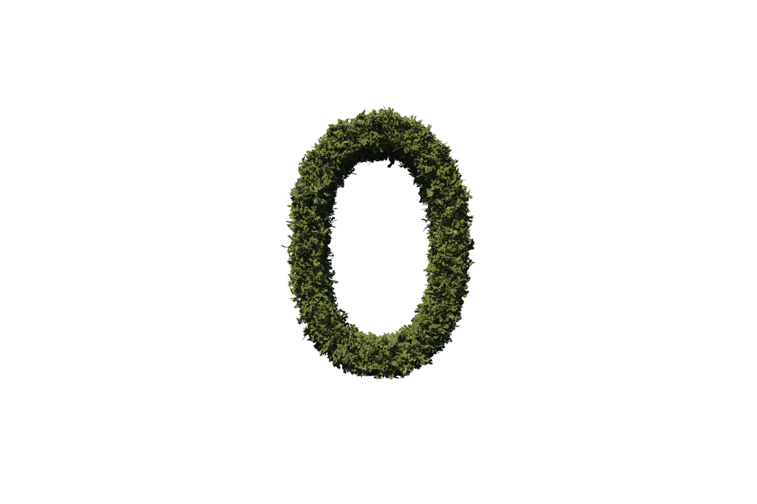 Green Leaf Zero Number on Transparent Background PNG