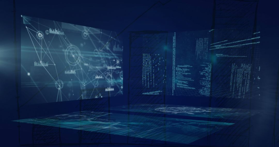 Futuristic Data Network Interface with Digital Connections
