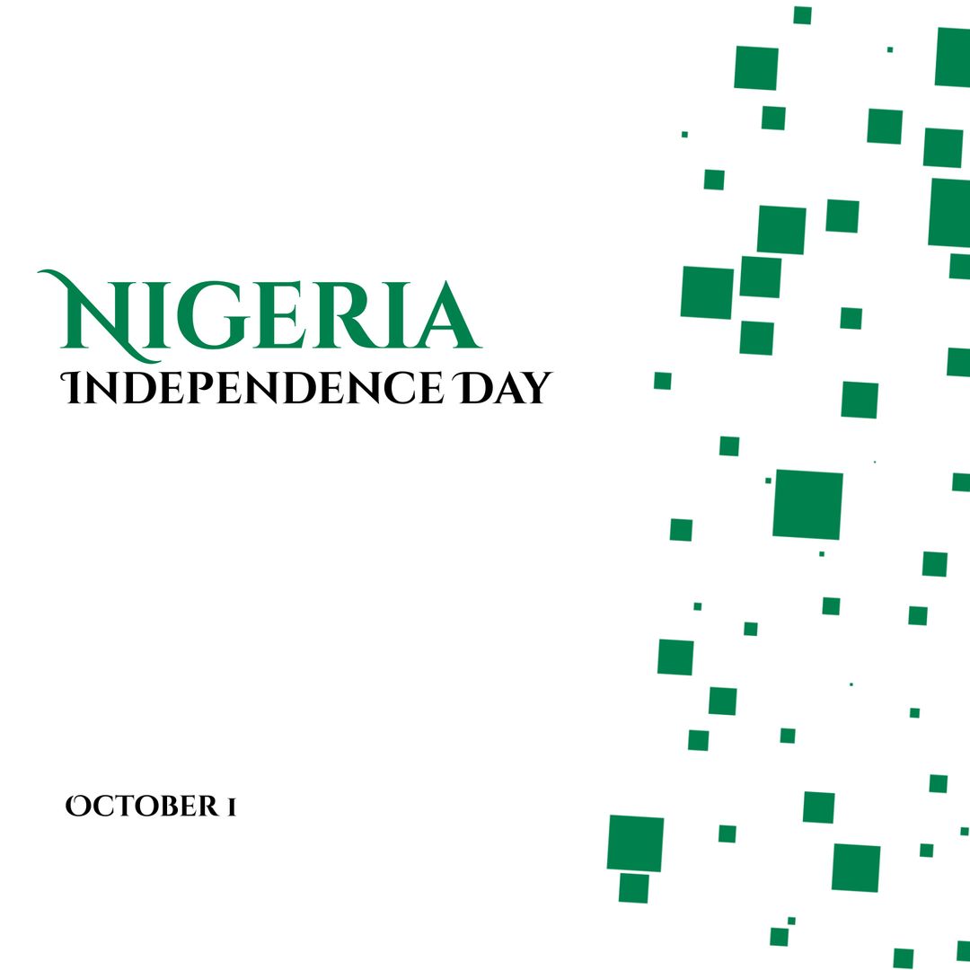 Nigeria Independence Day Celebration Design with Green Squares