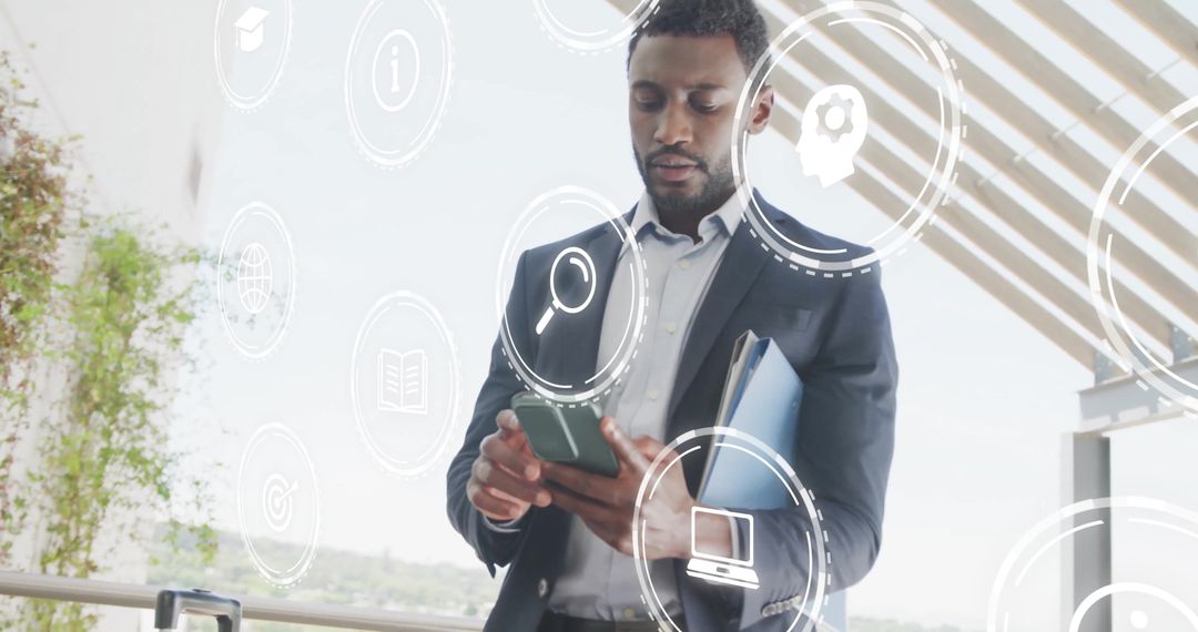 African American Businessman Engaging with Digital Interface