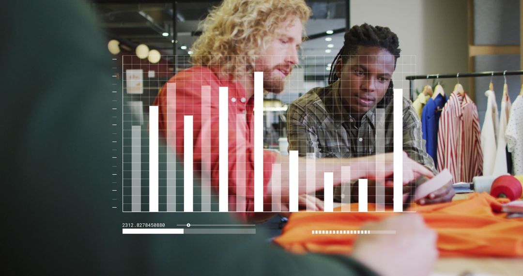 Multicultural Coworkers Analyzing Data and Sharing Ideas in Modern Office