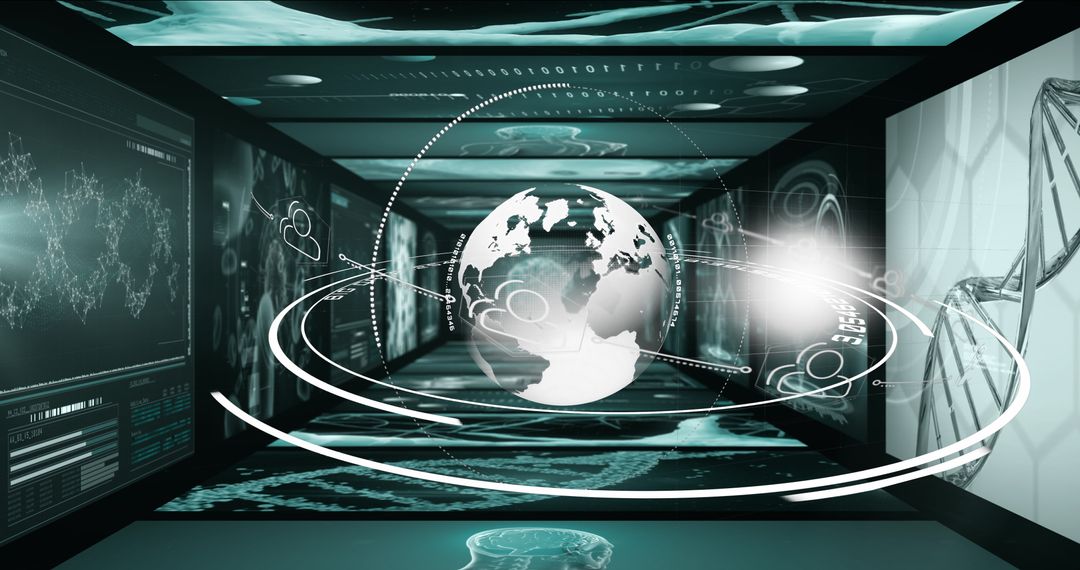 Futuristic Globe with Digital Data Interfaces