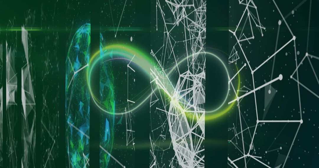 Futuristic Digital Network with Neon Green Infinitive Loop