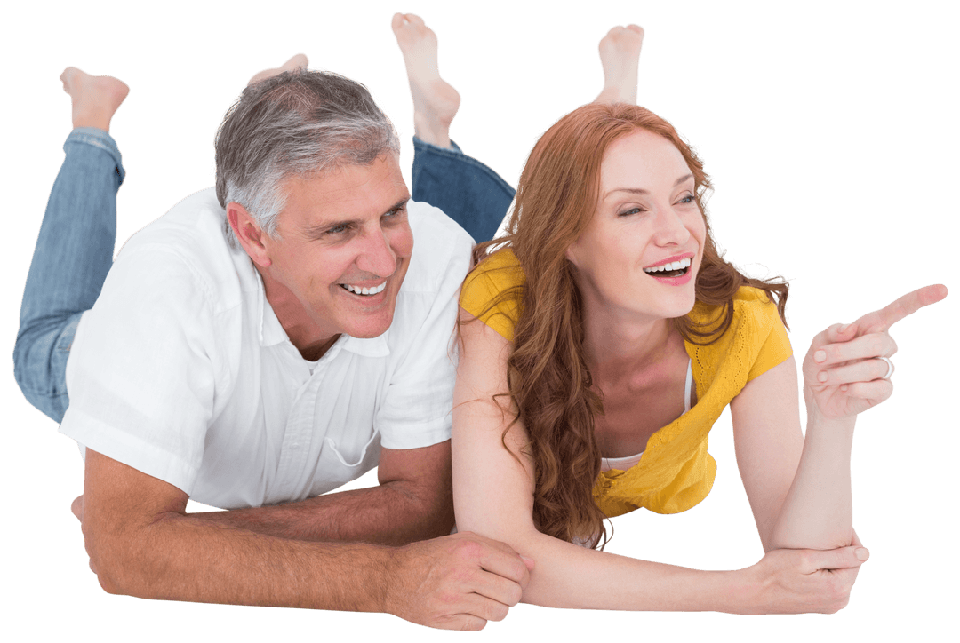 Joyful Mature Couple Relaxing on Transparent Background