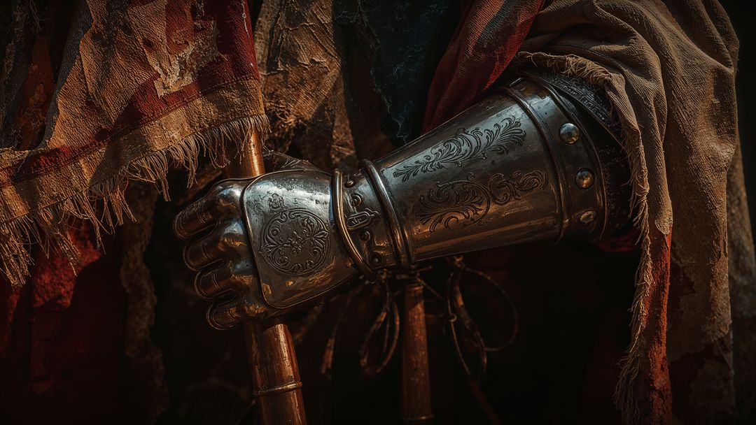Intricate Medieval Knight Gauntlet with Ornate Engravings