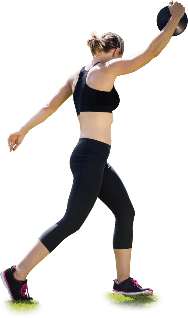 Dynamic Female Discus Thrower on Transparent Background