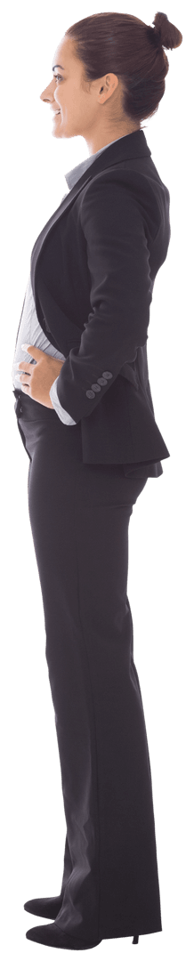 Side Profile of Happy Businesswoman on Transparent Background
