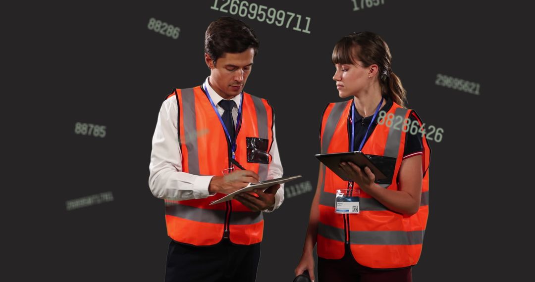 Two Engineers Analyzing Data With Digital Technology Integration