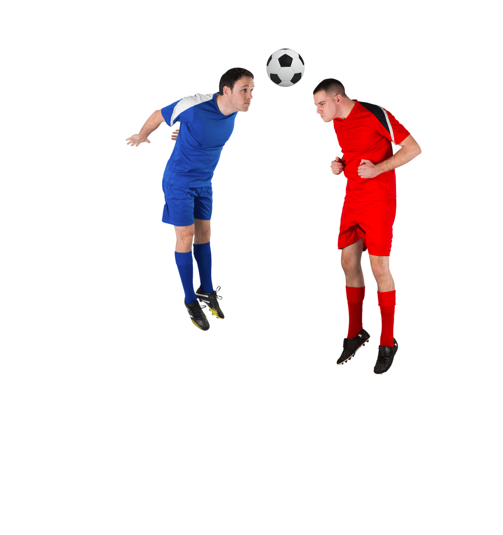 Transparent Football Players Heading Soccer Ball Midair