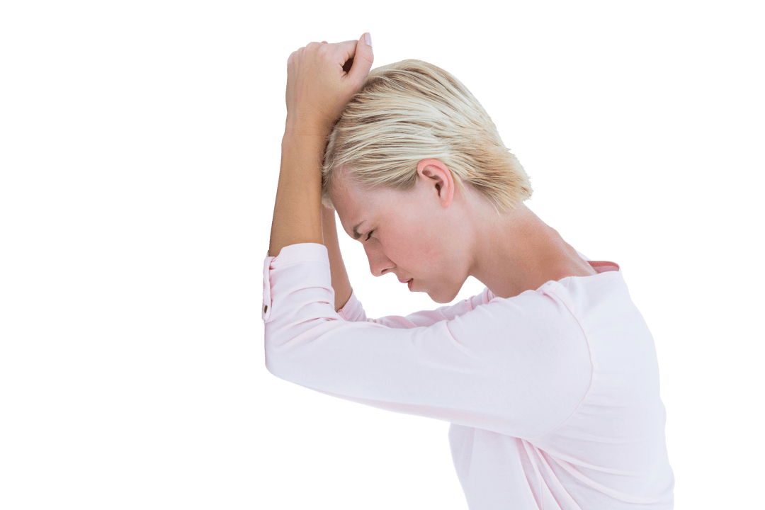 Transparent Background Stress Relief Concept with Middle-Aged Woman