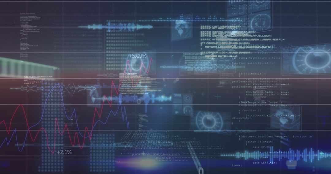 Digital interface with virtual data surging across connection globes