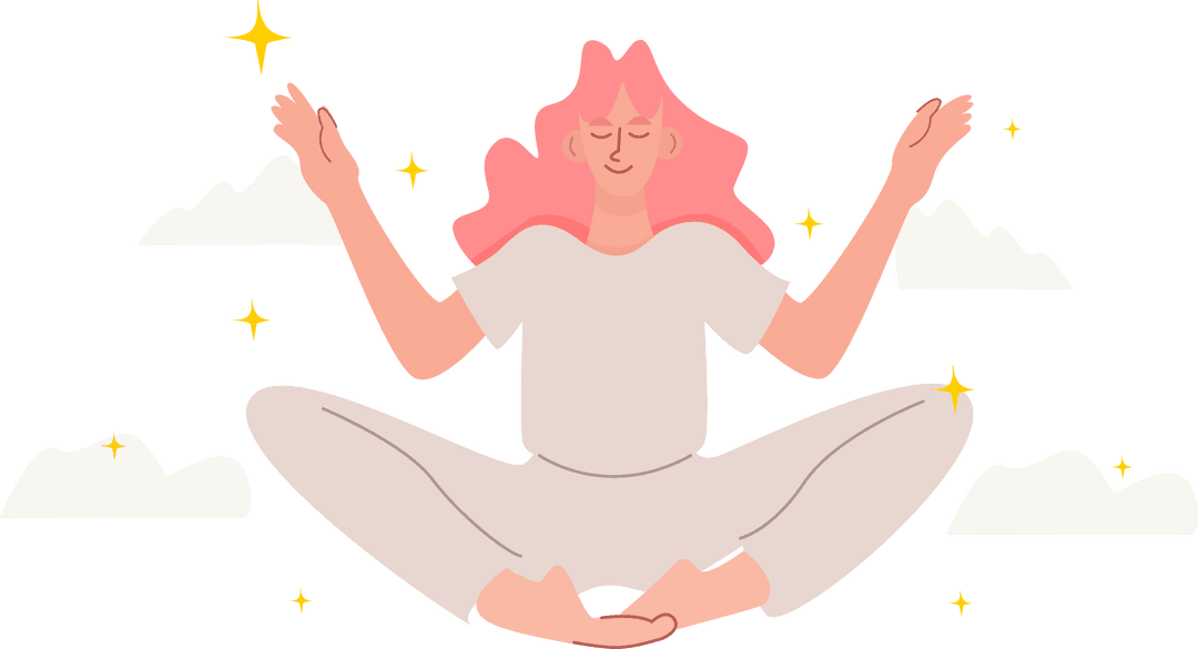 Flat Transparent Meditation Graphic with Sky and Sparkles
