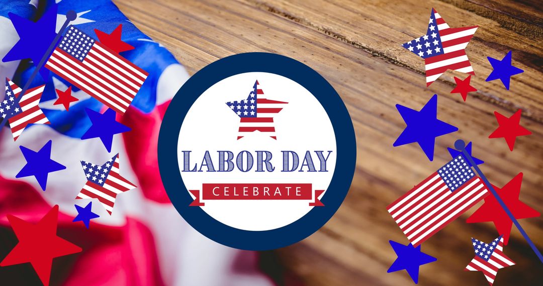 Festive Labor Day Celebration with Flags and Stars