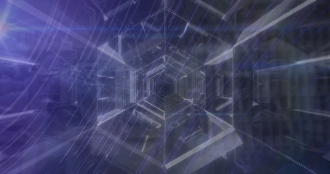 Digital Tunnel with Cityscape Highlighting Global Data Connections