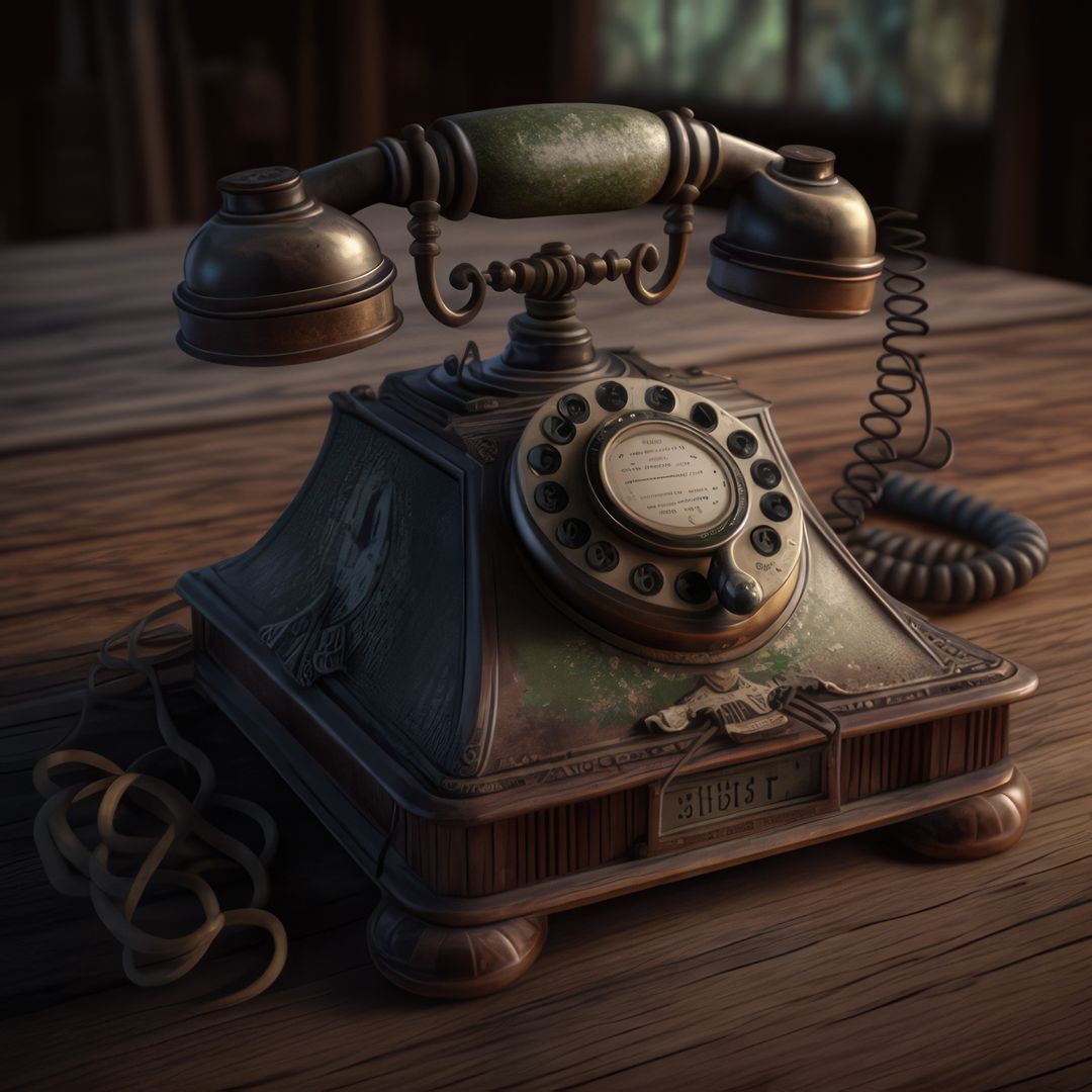 Vintage Rotary Telephone on Wooden Table in Rustic Setting - Free Images, Stock Photos and Pictures on Pikwizard.com