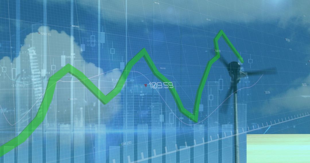 Renewable Energy Integration Finance Graph and Wind Turbine