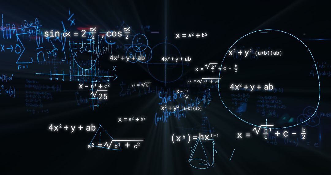 Mathematical Equations Floating on Dynamic Black Background