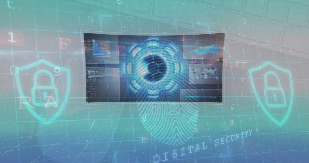 Futuristic Fingerprint Digital Security Interface with Data Overlay