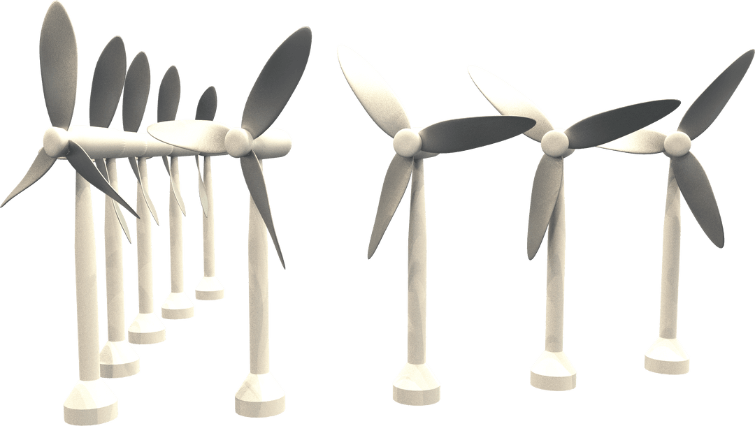 White Windmills Illustration on Transparent Background for Industrial Design