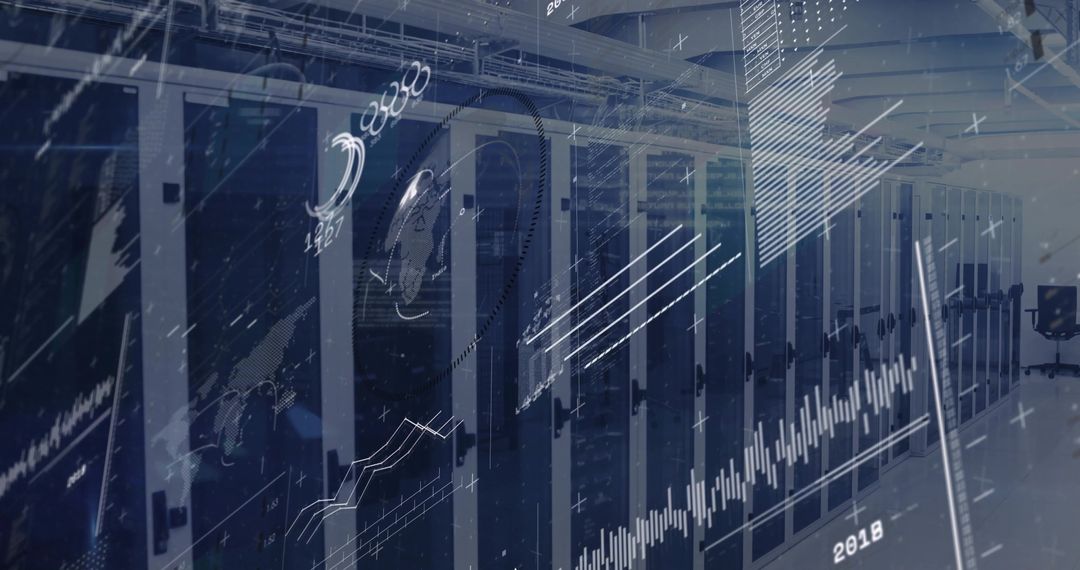 Futuristic Data Center Infrastructure and Analytics Visualization