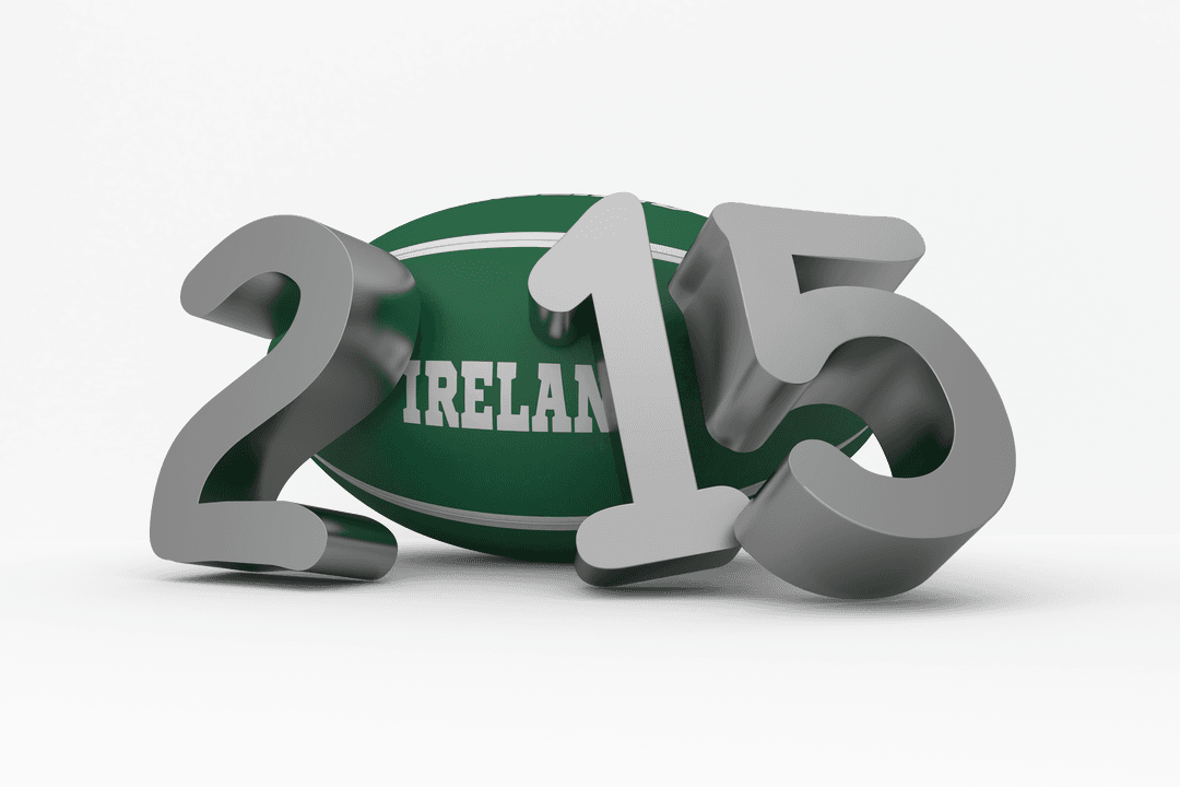Transparent Rugby 2025 Text with Green Ireland Ball