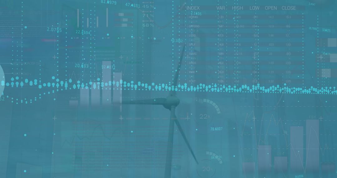 Wind Turbine with Statistics Overlay Technology Concept