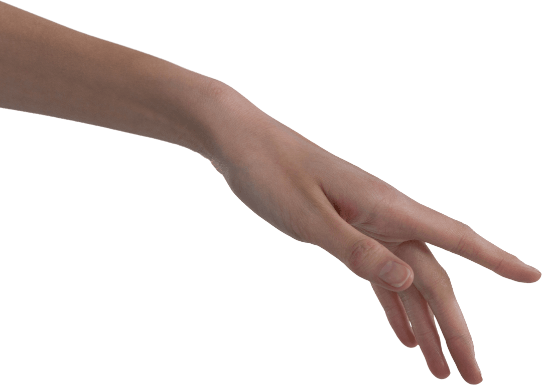 Transparent Relaxed Female Hand Gesture on White Background