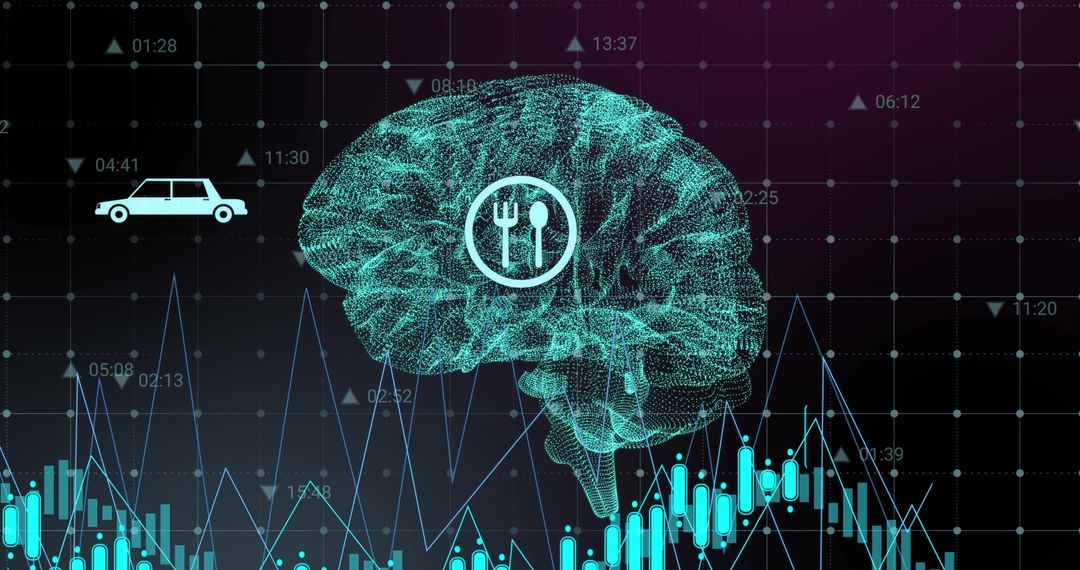 AI Brain Concept with Data and Interface Elements