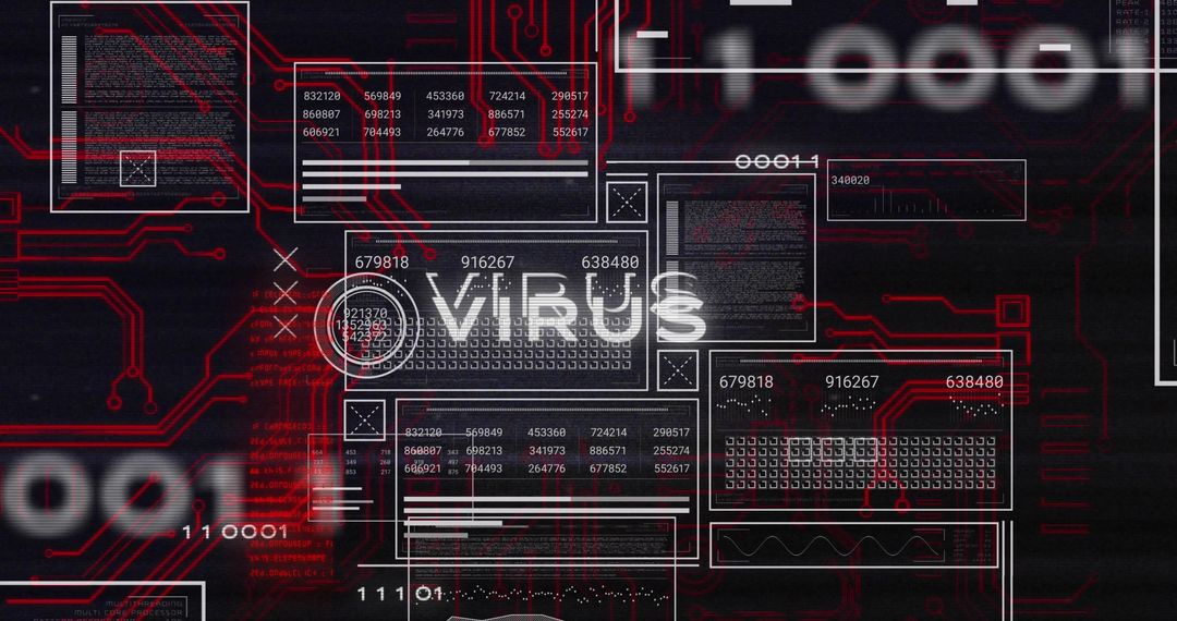 Digital Virus Warning on Futuristic Interface Display