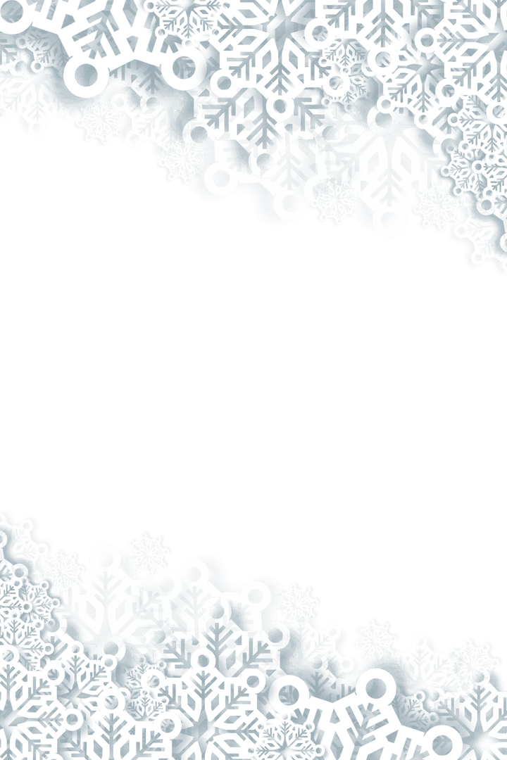 Elegant White Snowflake Frame on Transparent Background