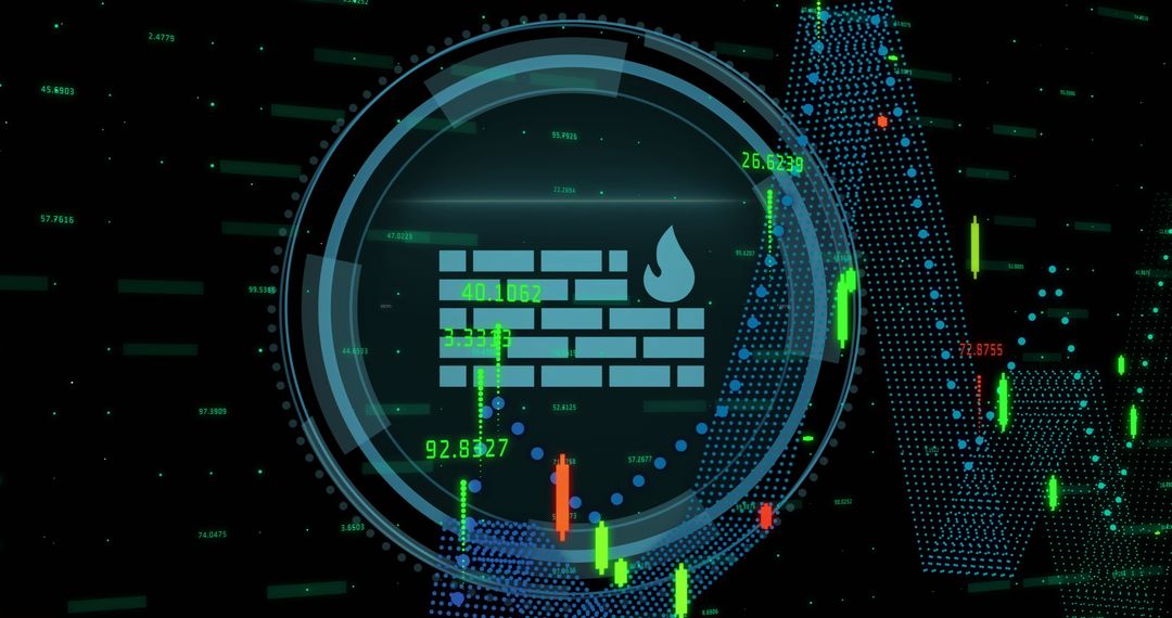Digital Firewall and Data Processing Interface Cybersecurity Concept