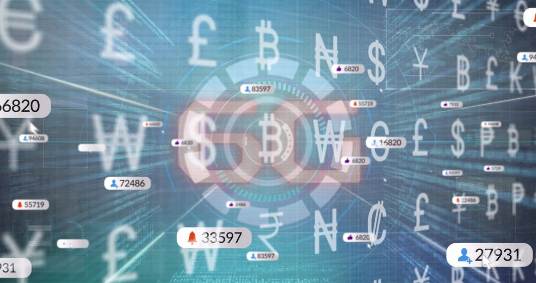 Futuristic Digital Currency Interface with Central Bitcoin Symbol