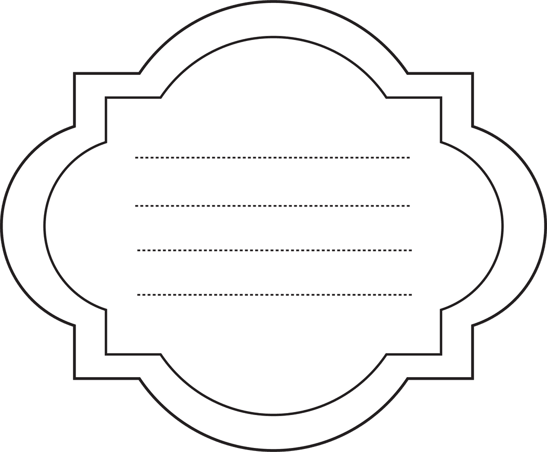 Curved White Label with Text Lines on Transparent Background