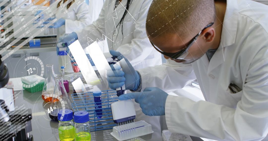 Innovative Scientists Analyzing Financial Data in Advanced Lab