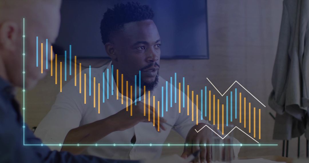 Business Presentation with Data Analysis Overlay at Conference Office