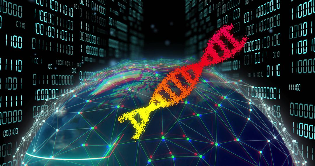 Digital DNA and Global Network Connection Symbol