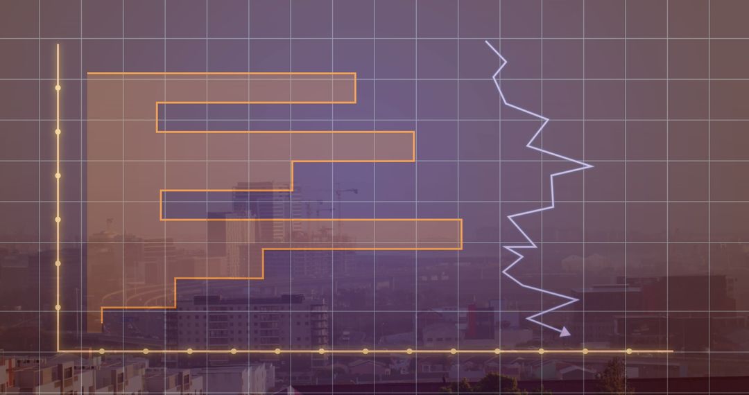 Cityscape with Digital Graphs Reflecting Data Analytics