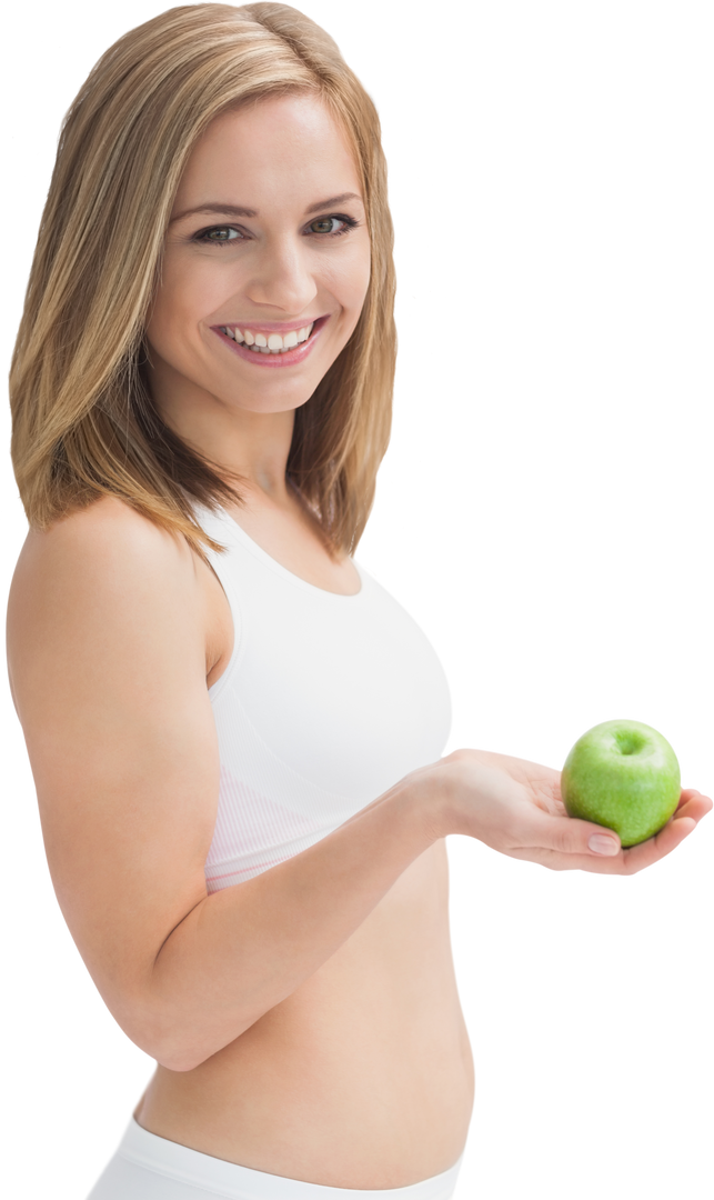 Smiling Athlete Holding Green Apple Isolated on Transparent Background - Download Free Stock Images Pikwizard.com