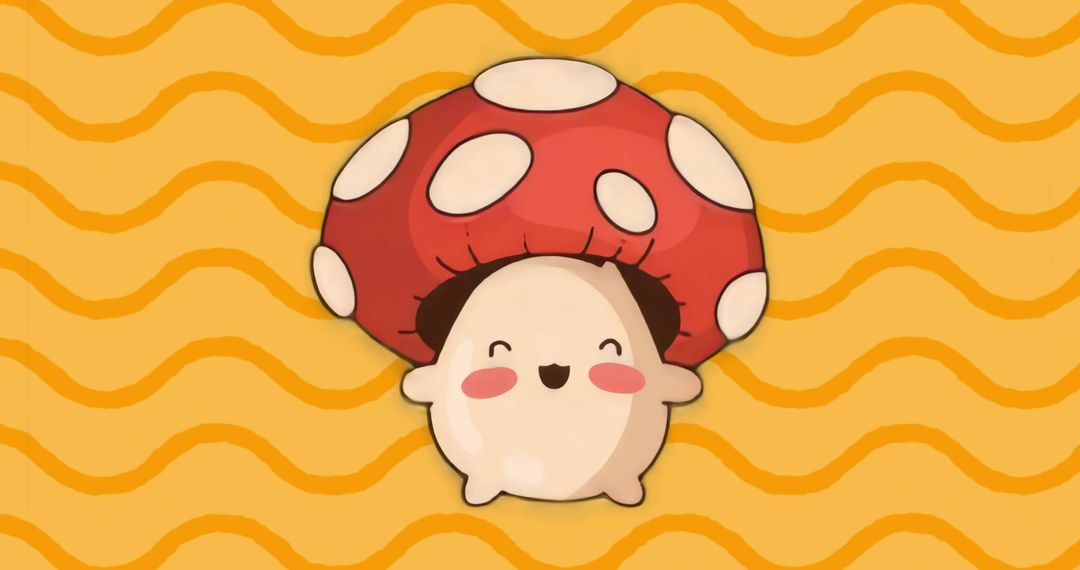 Whimsical Cartoon Mushroom Character with a Smiling Face