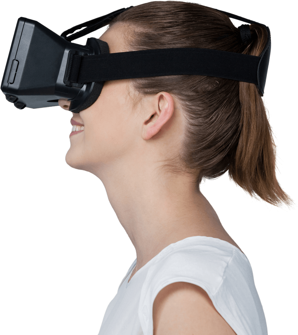 Transparent View of Woman Using a Virtual Reality Headset