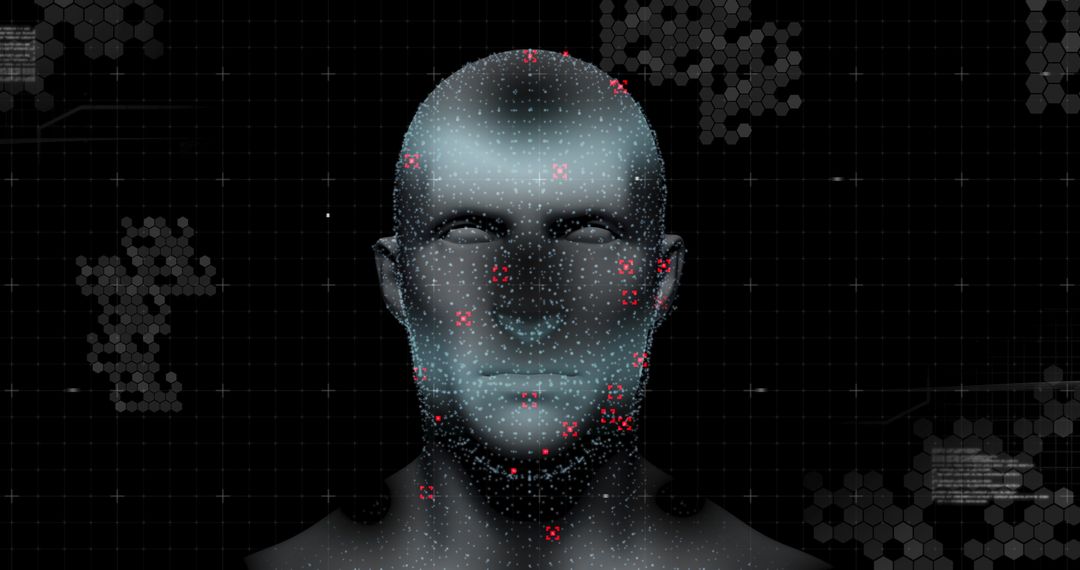 AI Technology Digital Human Head with Data Network