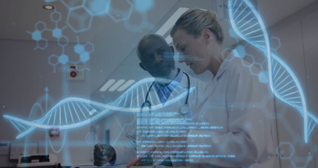 Doctors Analyzing DNA and Data for Medical Insights