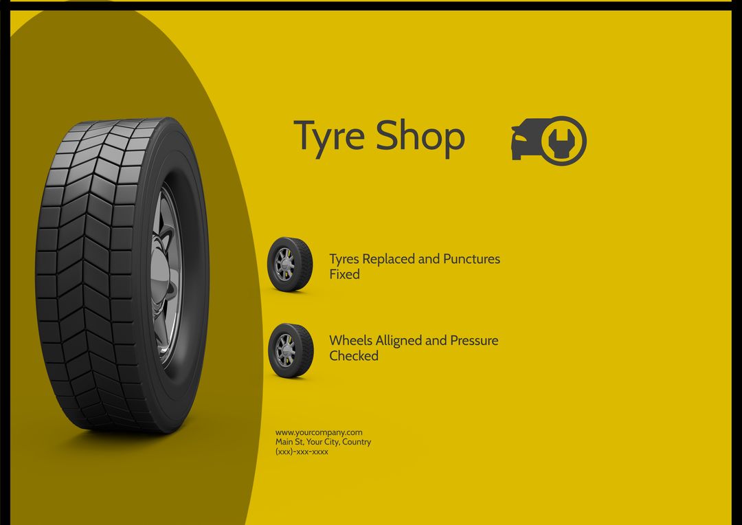Automotive Tire Services Promotion with Yellow Background