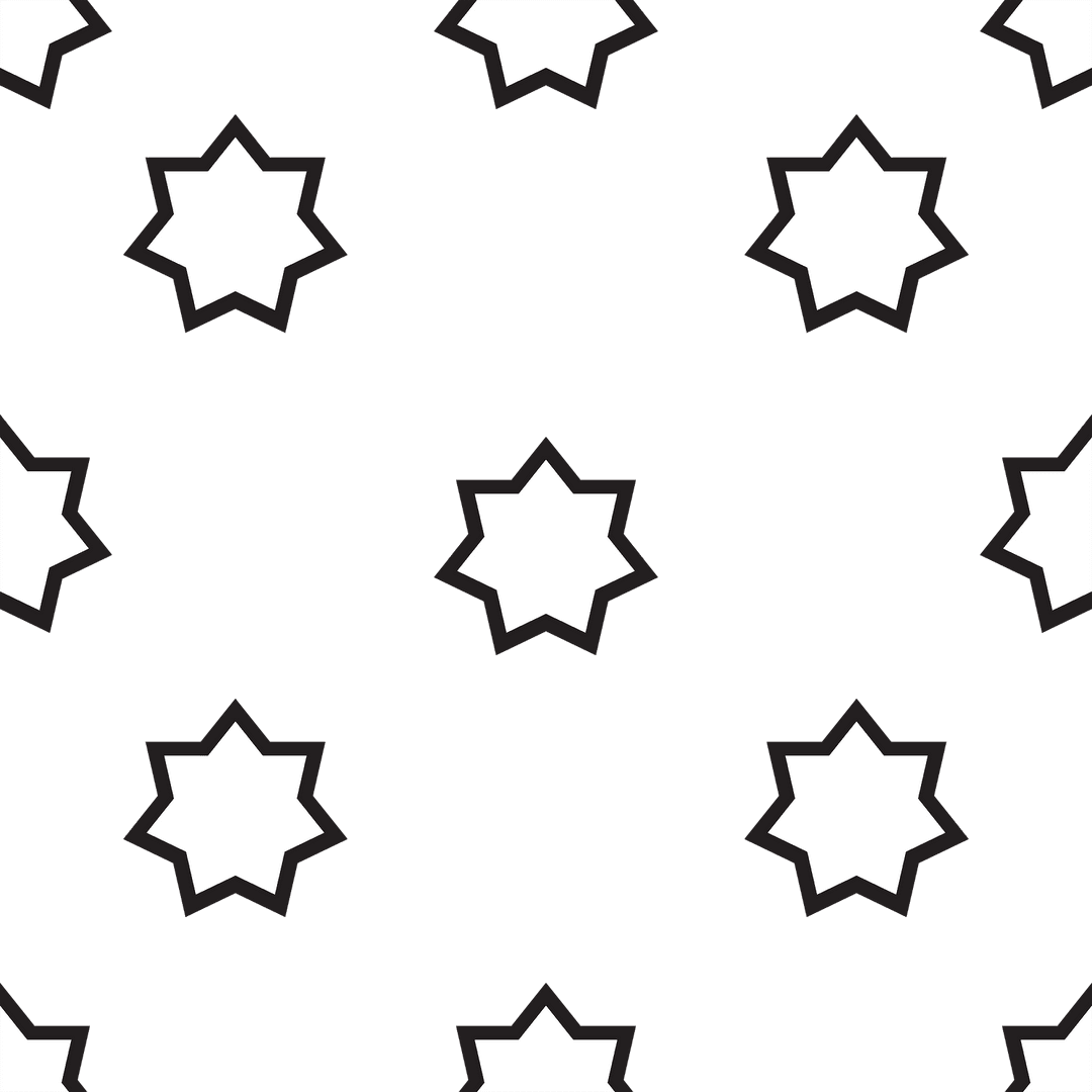 Digital Pattern of Black Stars on Transparent Background