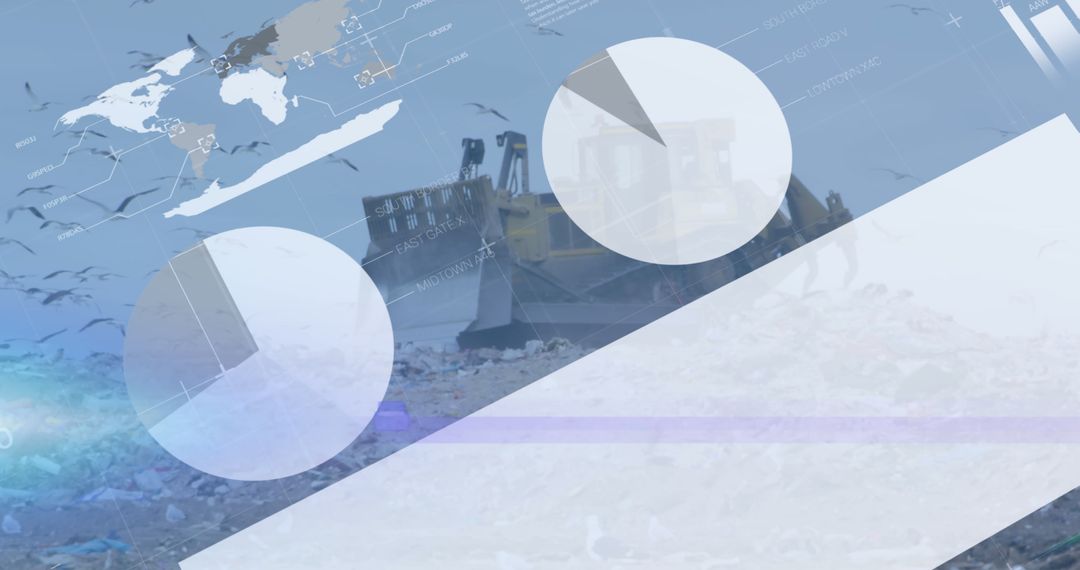 Bulldozers on Waste Dump: Environmental and Financial Analytics Concept