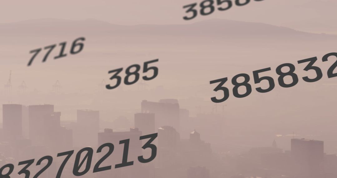 Digital Numbers Over City Representing Data and Finance